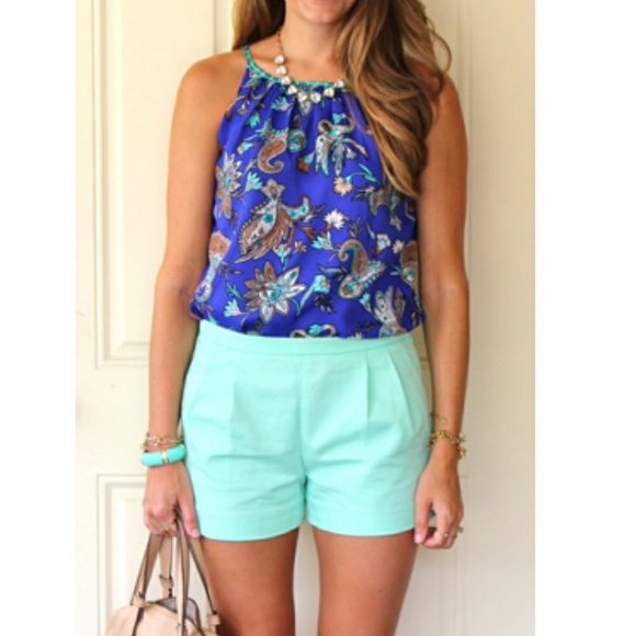 J. Crew Pants - J. Crew Mint Green Pleated Shorts Size 8
